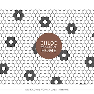 Dollhouse Flooring Hex Tile Wall 1/12 Mosaic Modern Miniature Diorama Roombox Printable Download 8.5 x 11&quot; and 11 x 17&quot; and A4 and A3 Sheets
