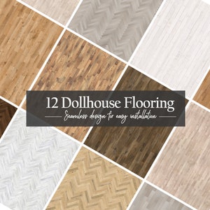 Dollhouse Wood Flooring, 12 Seamless Wooden Wallpaper, 1:12 Scale Miniature PDF Printables