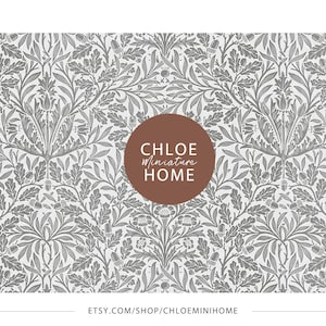 Dollhouse Wallpaper 1/12 Gray and White Farmhouse Modern Miniature Roombox Printable Download 8.5 x 11&quot; and 11 x 17&quot; & A4 and A3 Sheets