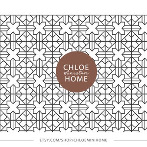 Dollhouse Wallpaper, Miniature Modern Geometric Floor Tile 1:12 Scale, Mini Wallpaper, Digital Download 8.5 x 11" and 11 x 17" & A4 and A3