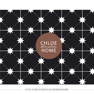 Dollhouse Stars Tile Wallpaper, 1:12 Scale Tile Flooring, Farmhouse Miniature Printable Download 8.5 x 11" and 11 x 17" & A4 and A3 Sheets