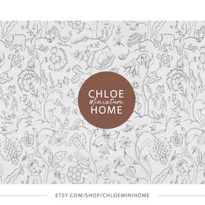 Dollhouse Wallpaper 1:12, Floral and Birds Mini Paper, Farmhouse Miniature Printable Download 8.5 x 11&quot; and 11 x 17&quot; & A4 and A3 Sheets
