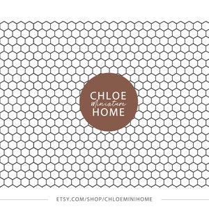 Dollhouse Hexagon Mosaic Flooring Tile, 1:12 White Miniature Floor, Modern Tiny Hex, Download 8.5 x 11&quot; and 11 x 17&quot; and A4 and A3 Sheets