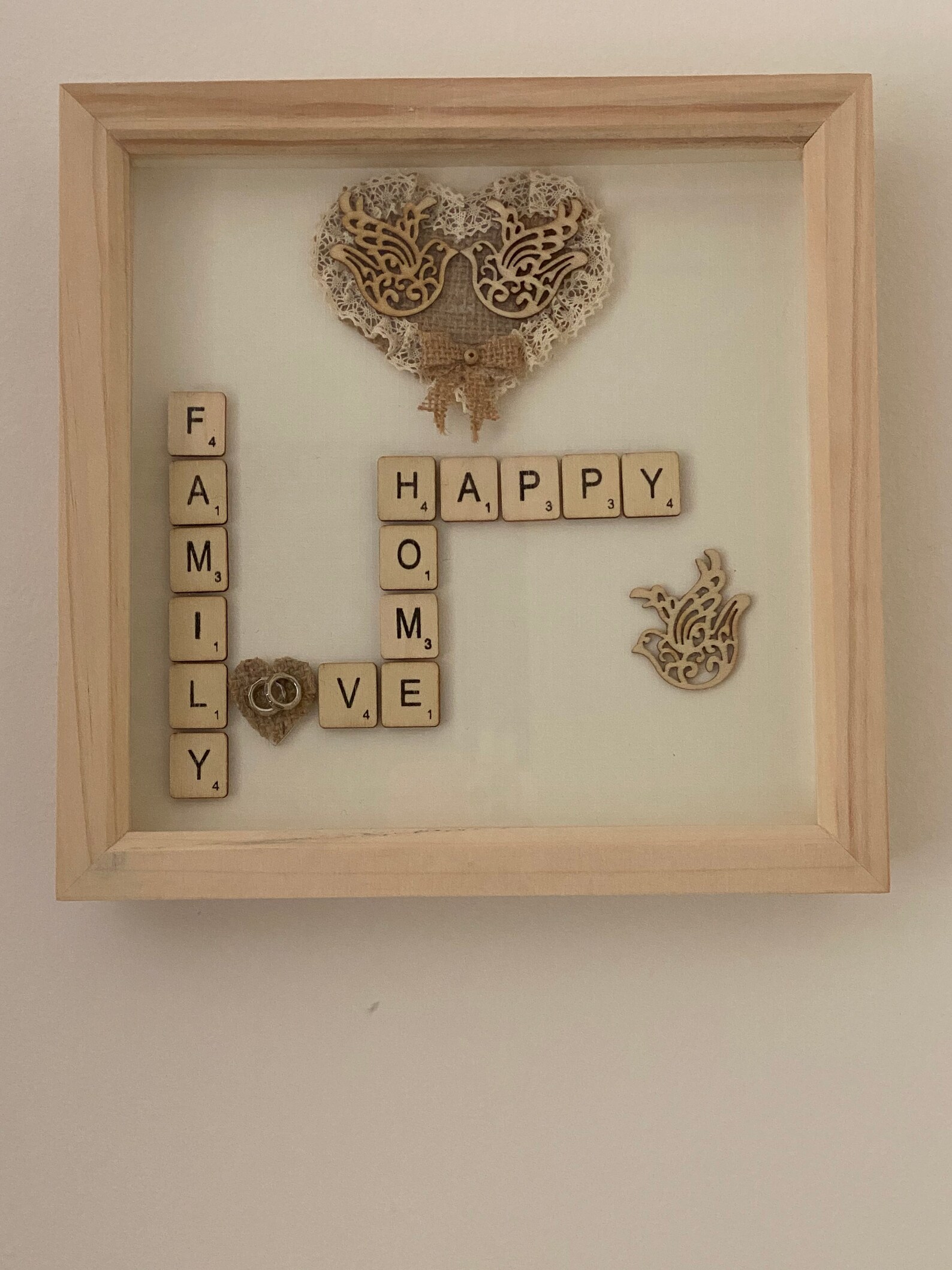Handmade 25cm X 25cm Box Frame Decoration- Happy/family/home/love ...