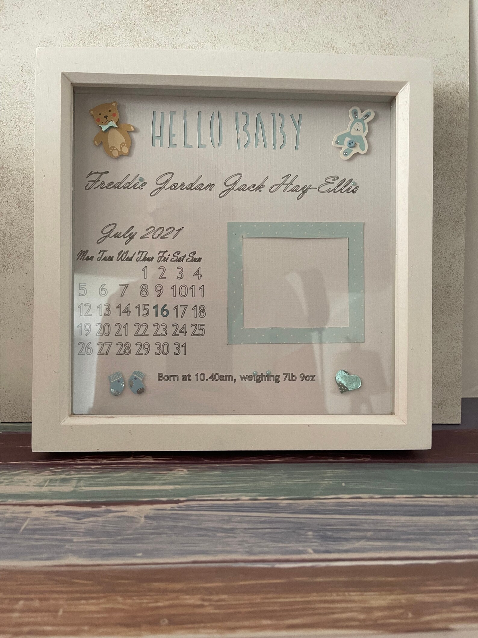 Handmade white finish box frame art Baby keepsake Name Etsy