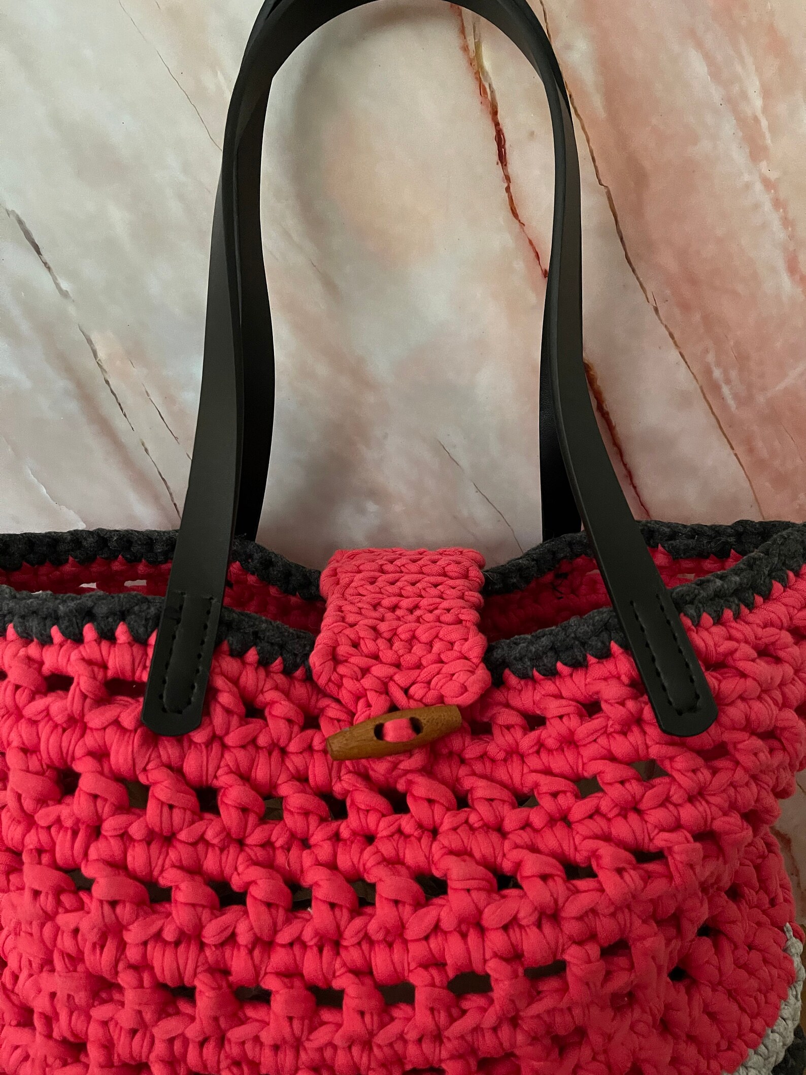 Hand Made Tshirt Yarn Tote Bag/sustainable Material/vibrant Etsy