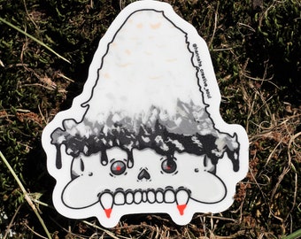 Glow in the Dark inky cap vampire skull mushroom waterproof vinyl sticker
