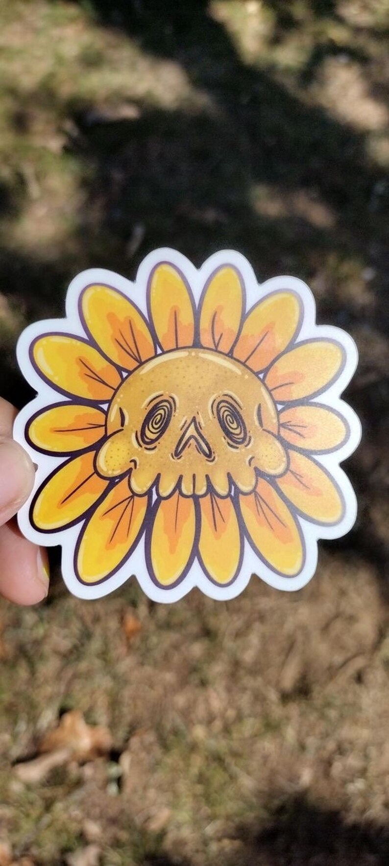 Sunflower Skull Weatherproof and Dishwasher Safe Vinyl Stickers Etsy