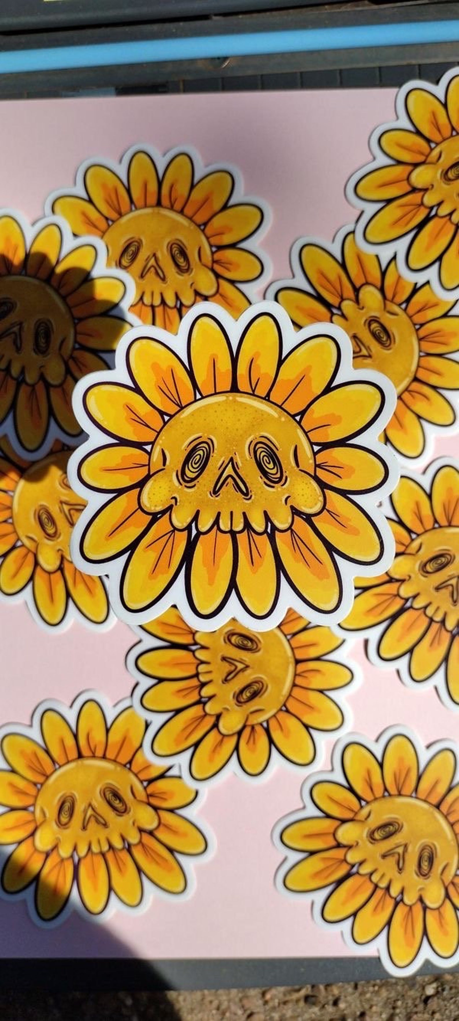 Sunflower Skull Weatherproof and Dishwasher Safe Vinyl Etsy