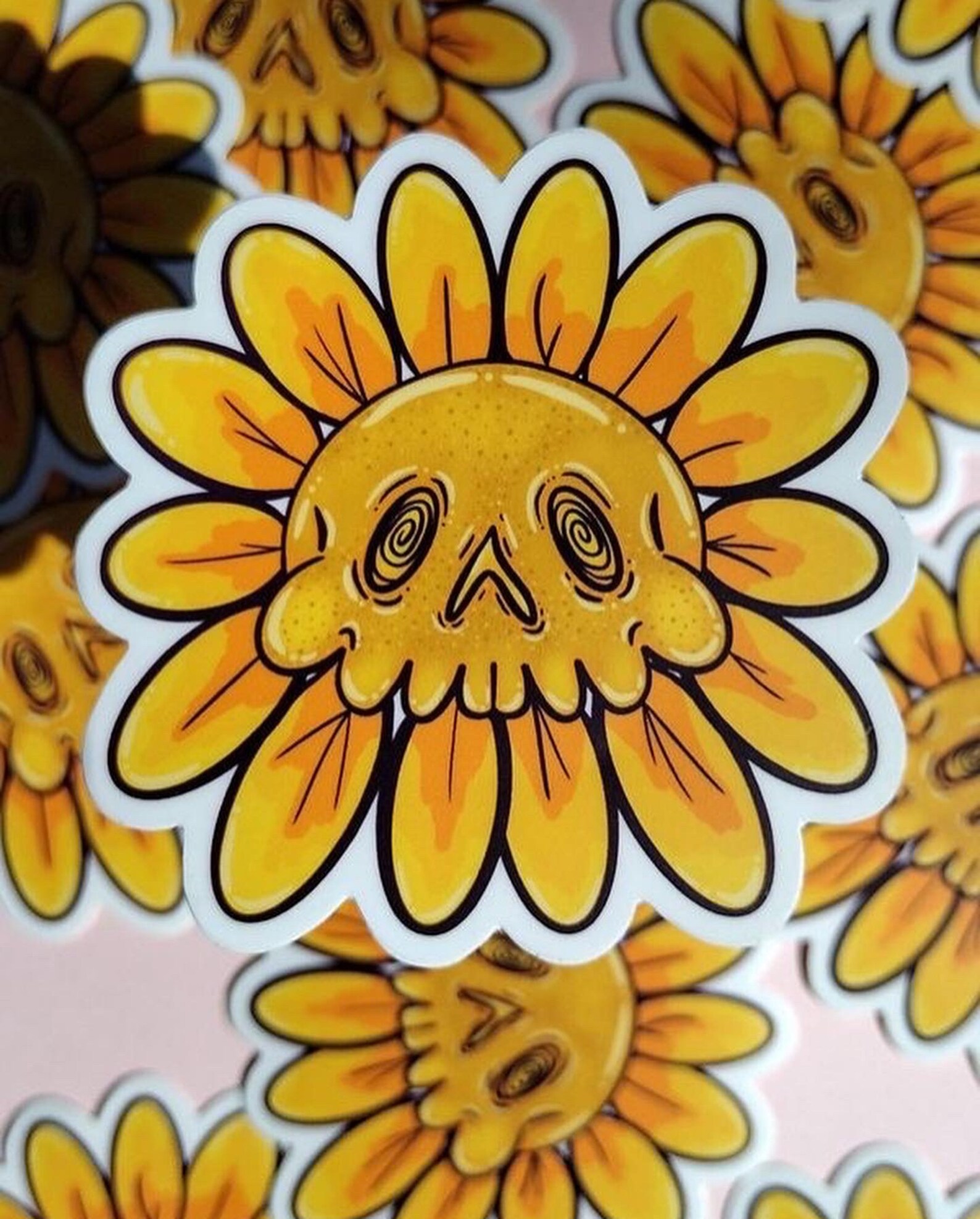 Sunflower Skull Weatherproof and Dishwasher Safe Vinyl Etsy
