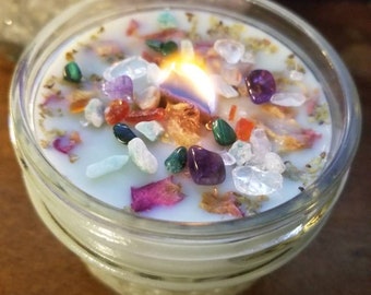 chakra candles infused with herbs and crystals