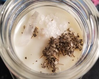 Cleansing INTENTION CANDLE soy wax sea salt and sage