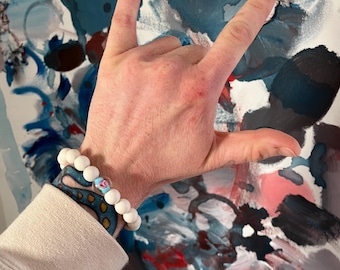 Recycled Beaded Bracelet no. 51: “Fancy Plants” Jewelry Made of Beach Plastic Upcycled