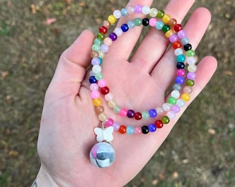 Recycled Beaded Necklace no. 27: “Leftover Kandi” Jewelry Made of Beach Plastic Upcycled