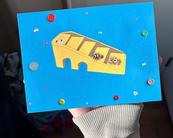 5x7” Art Print “Two Pomeranians and Their Maltese Friend” Silly Abstract Art