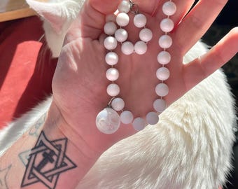 Recycled Necklace no. 43: “Snowball” Jewelry Made of Beach Plastic Upcycled