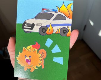 Fire Dog and Police Car 4x6” Print