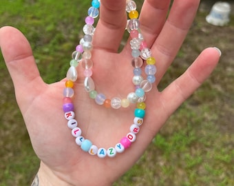 Beaded Kandi Necklace “Kill Lazy Drs” Disabled Chronic Illness Jewelry