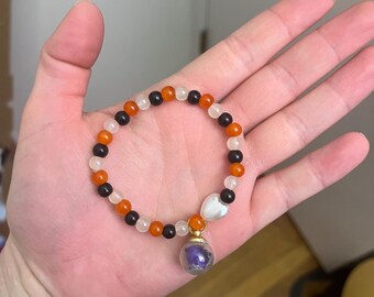 Recycled Beaded Bracelet no. 72: “Spooky Season” Jewelry Made of Beach Plastic Upcycled