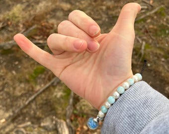 Recycled Beaded Bracelet no. 60: “Blueberry Cereal” Jewelry Made of Beach Plastic Upcycled