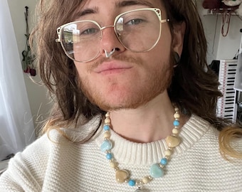 Recycled Necklace no. 47: “Summer Oceans” Jewelry Made of Beach Plastic Upcycled Costume Jewelry