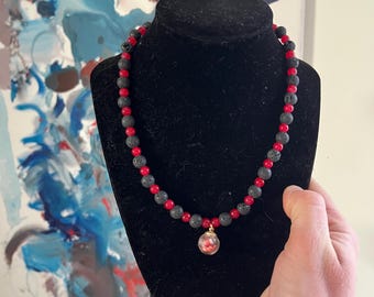 Recycled Necklace no. 39: “Lava Cake” Jewelry Made of Beach Plastic Upcycled