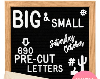 Felt Letter Board Changeable Alphabet Symbols Retro Photo Clips DIY Characters 