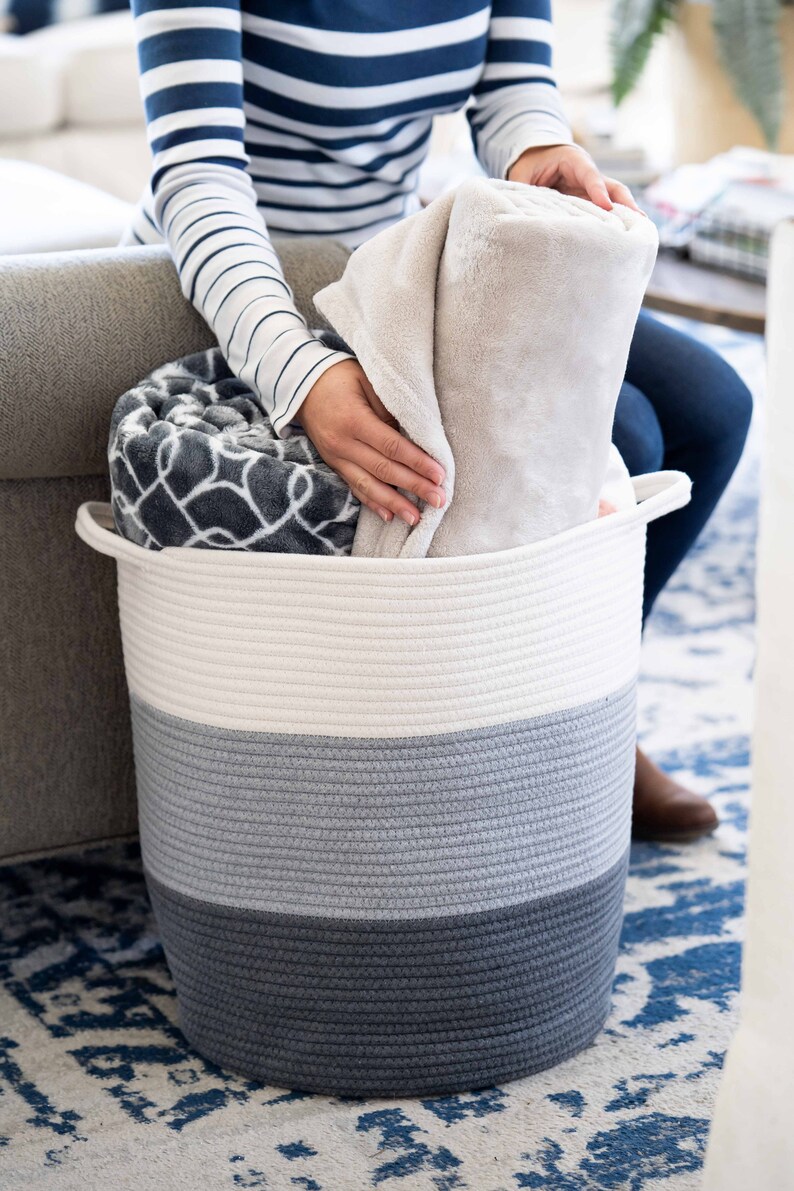 2pc Large Blanket Basket for Nursery or Living Room Woven Etsy