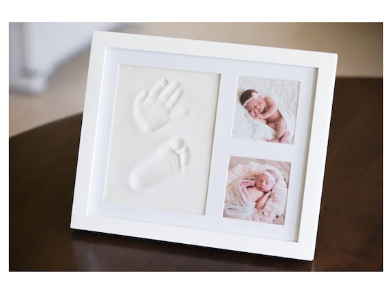 Marco de imagen de huella y huella de mano de bebé, kit de recuerdo de  recién