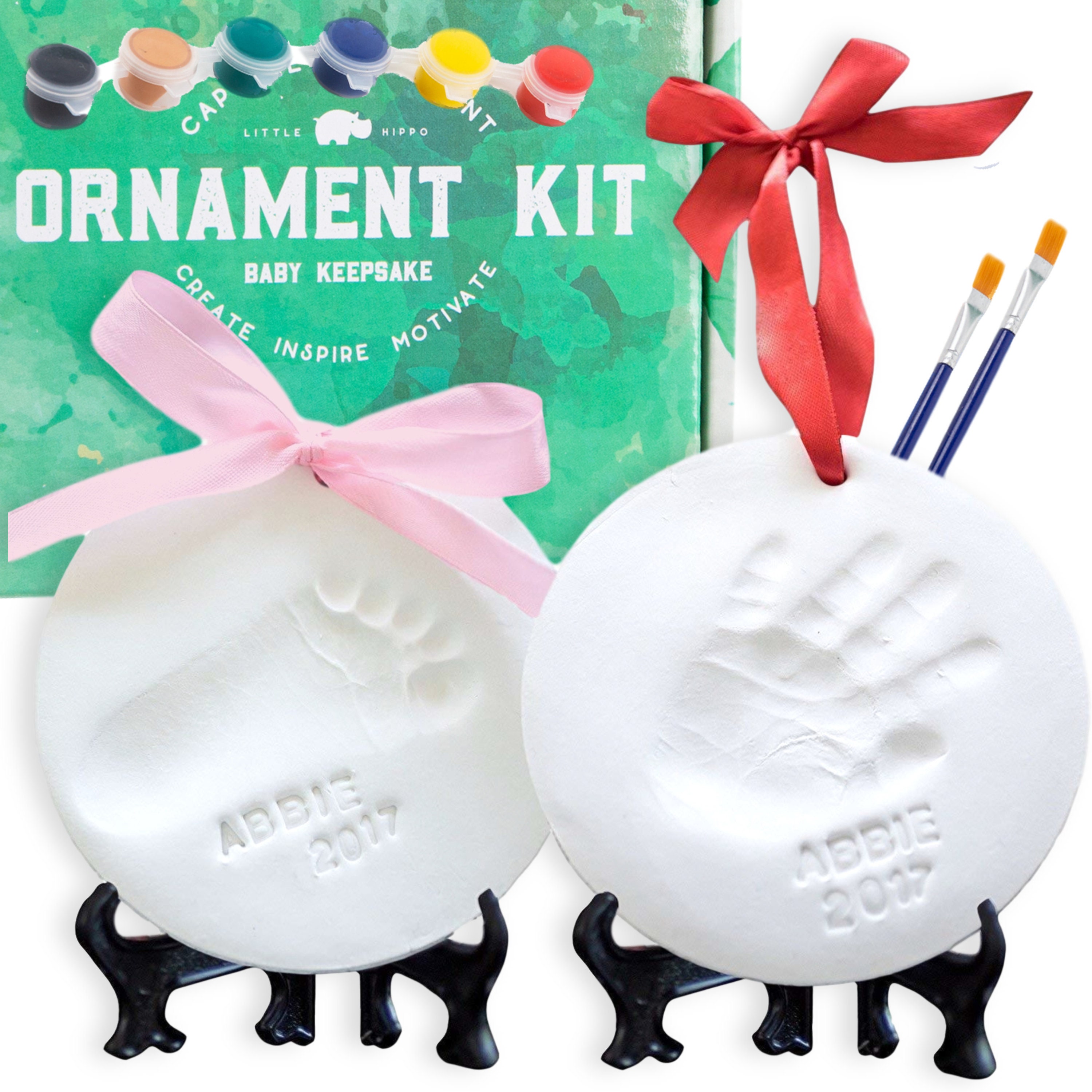 DIY Baby Footprint & Handprint Clay Ornament Kit - Holiday or Everyda…