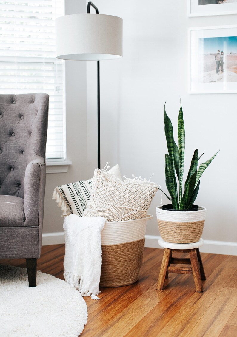 2pc Large Blanket Basket for Nursery or Living Room Woven Etsy