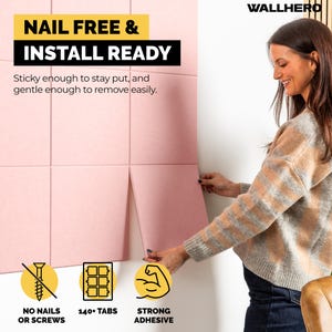 Felt Wall Tiles, Self-Adhesive Cork Board Tiles, Fabric Pin Board, Felt Bulletin Board, Memo Board Wall Panels - Set of 15 (Pink)