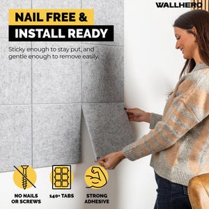 Felt Wall Tiles: Self-Adhesive Pin Board, Marble Grey (Set of 15)