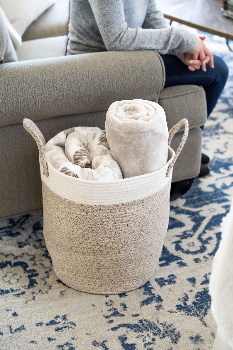 2pc Large Blanket Basket for Nursery or Living Room Woven Etsy