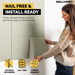 Sage Green Felt Wall Tiles: Self-Adhesive Pin Board, Set of 15