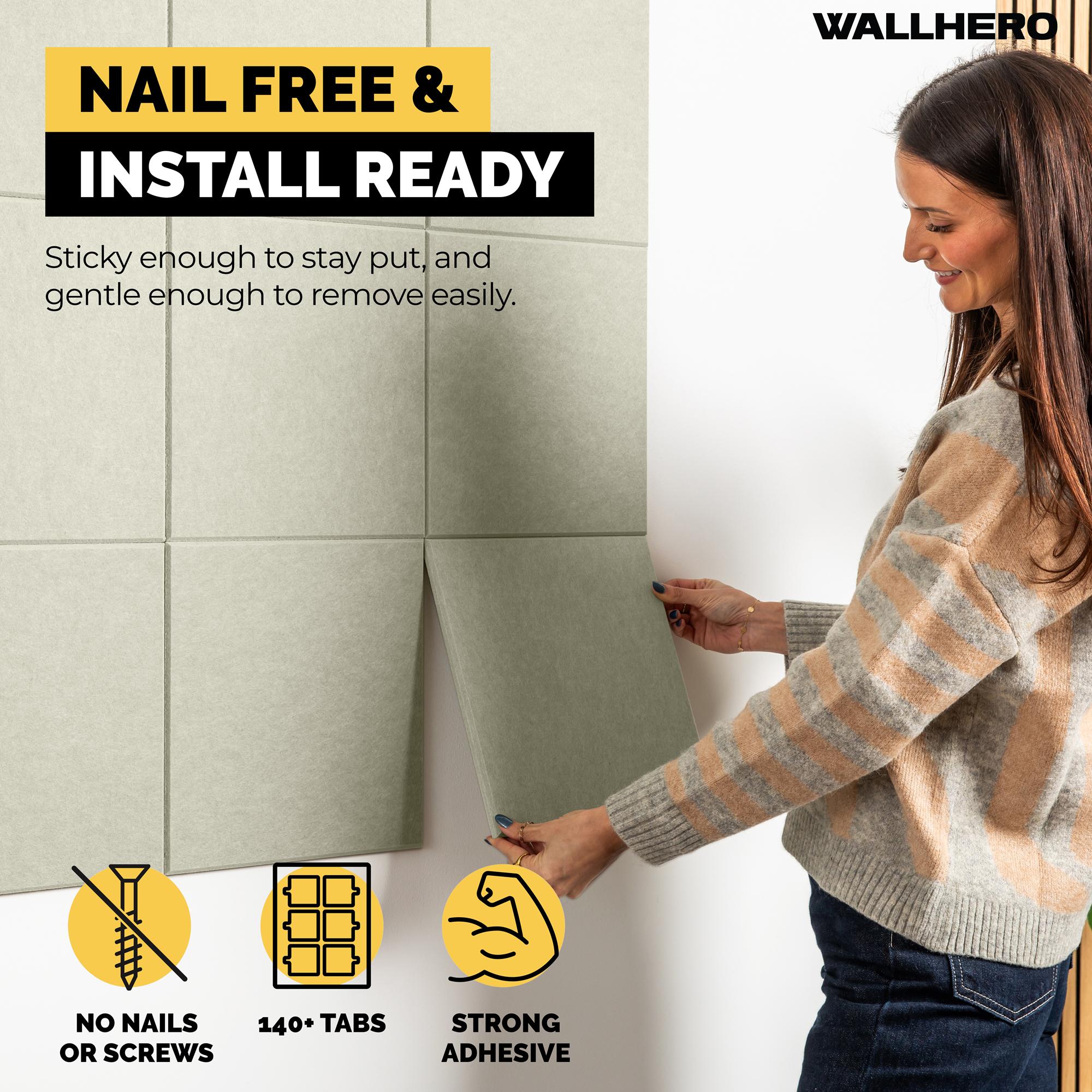 Felt Wall Tiles, Self-Adhesive Cork Board Tiles, Fabric Pin Board, Felt Bulletin Board, Memo Board Wall Panels - Set of 15 (Sage Green)
