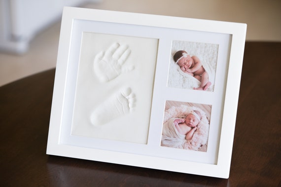 Family Handprint Kit - DIY Handmade Keepsake Wooden Frame - Family Gifts -  Gift for New and Expecting Parents, Includes 5 Non-Toxic Paint Colors