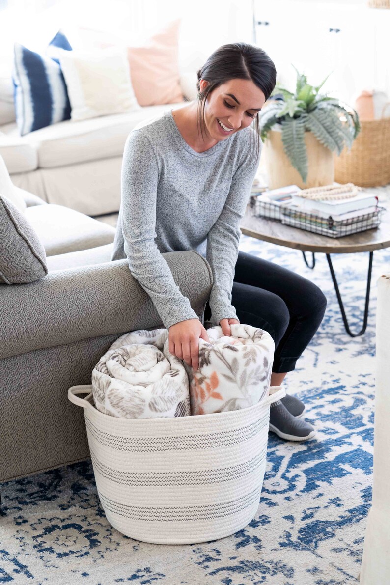 2pc Large Blanket Basket for Nursery or Living Room Woven Etsy