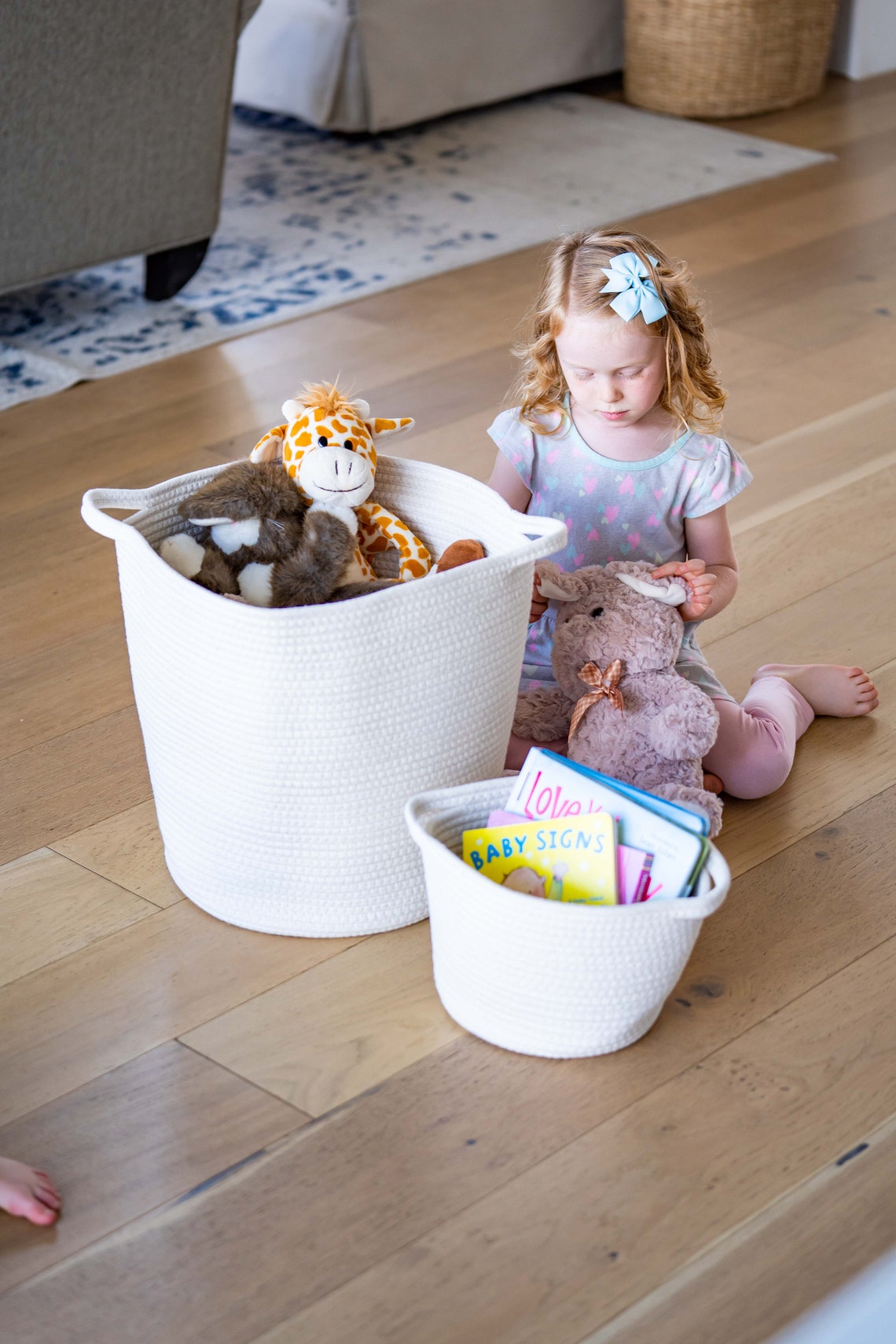 2pc Large Blanket Basket for Nursery or Living Room Woven Etsy