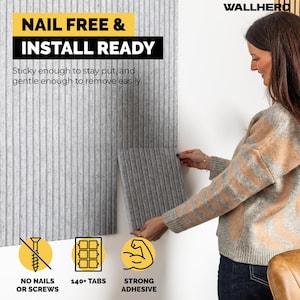 Felt Wall Tiles: Sound Insulation Pin Board, Light Grey Slats - Set of 15