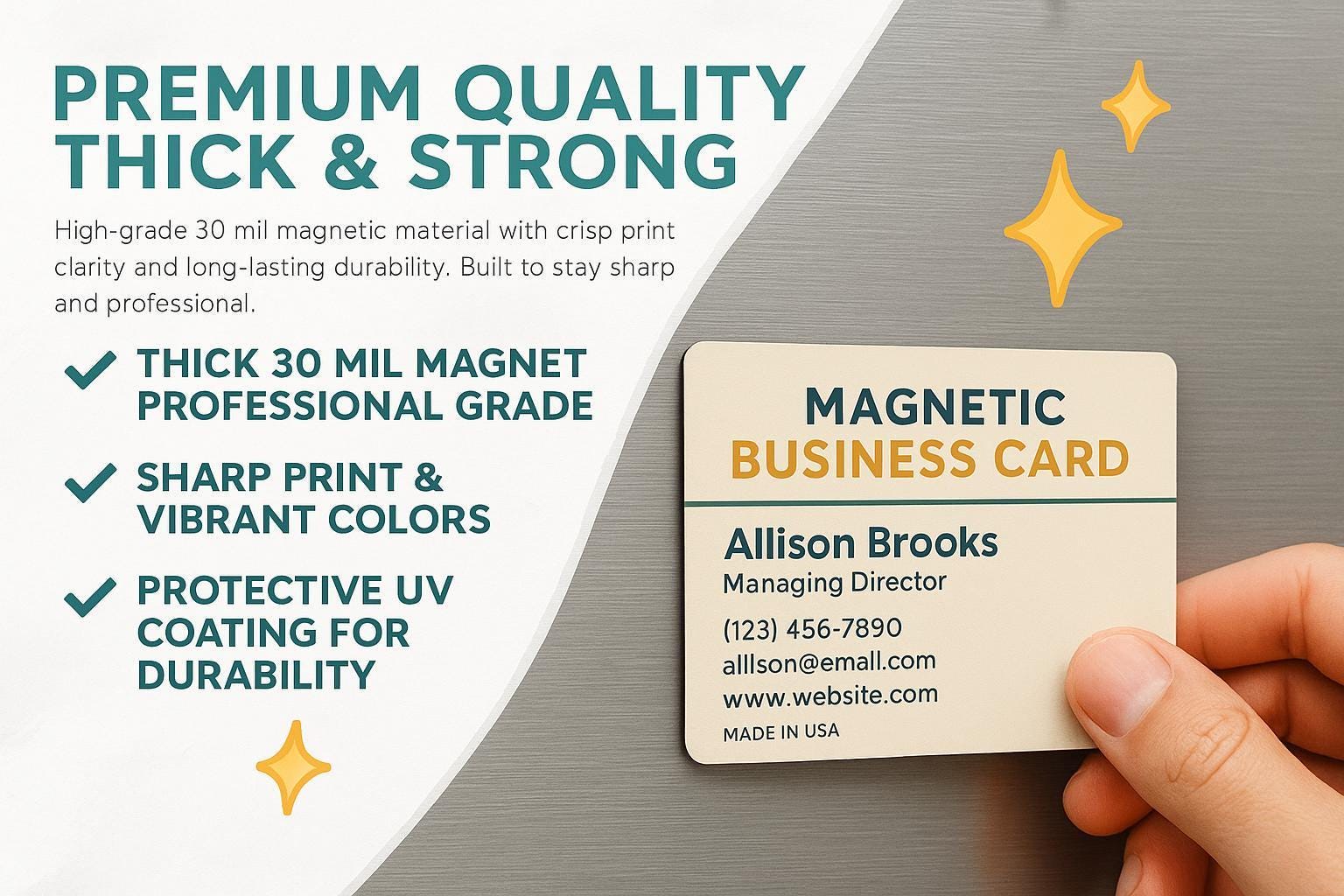 Custom Magnetic Business Cards: Durable UV Coated Magnet As Low As...