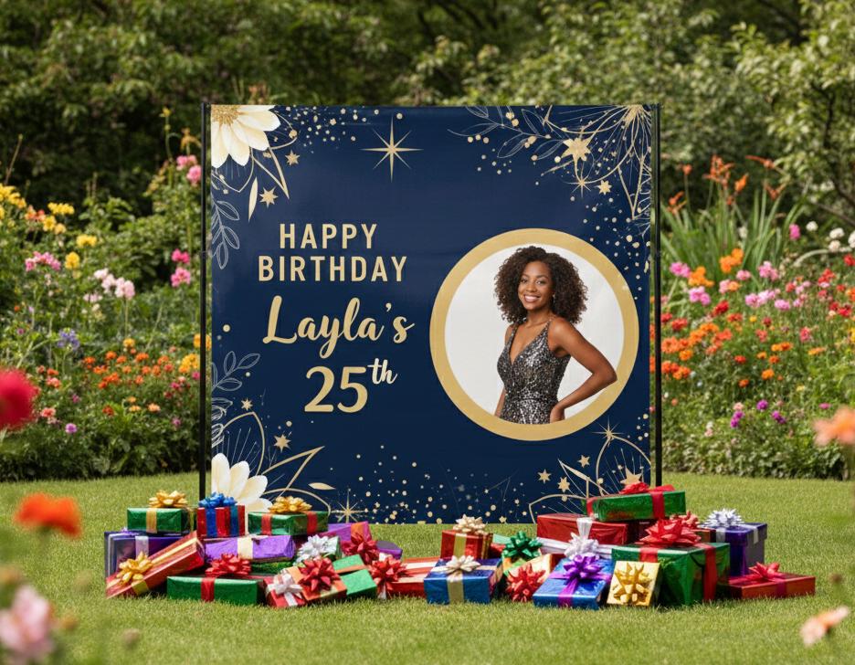 Custom Photo Backdrop: Personalized Birthday, Prom, Baby Shower
