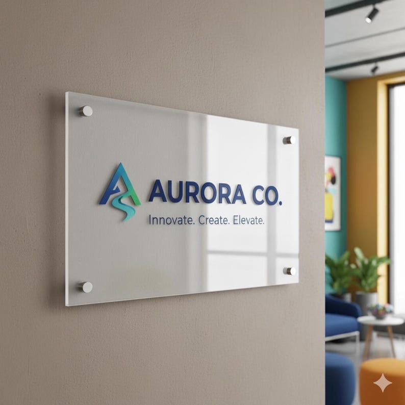 Custom Acrylic Sign: Modern Office Wall Decor, Personalized Busines...