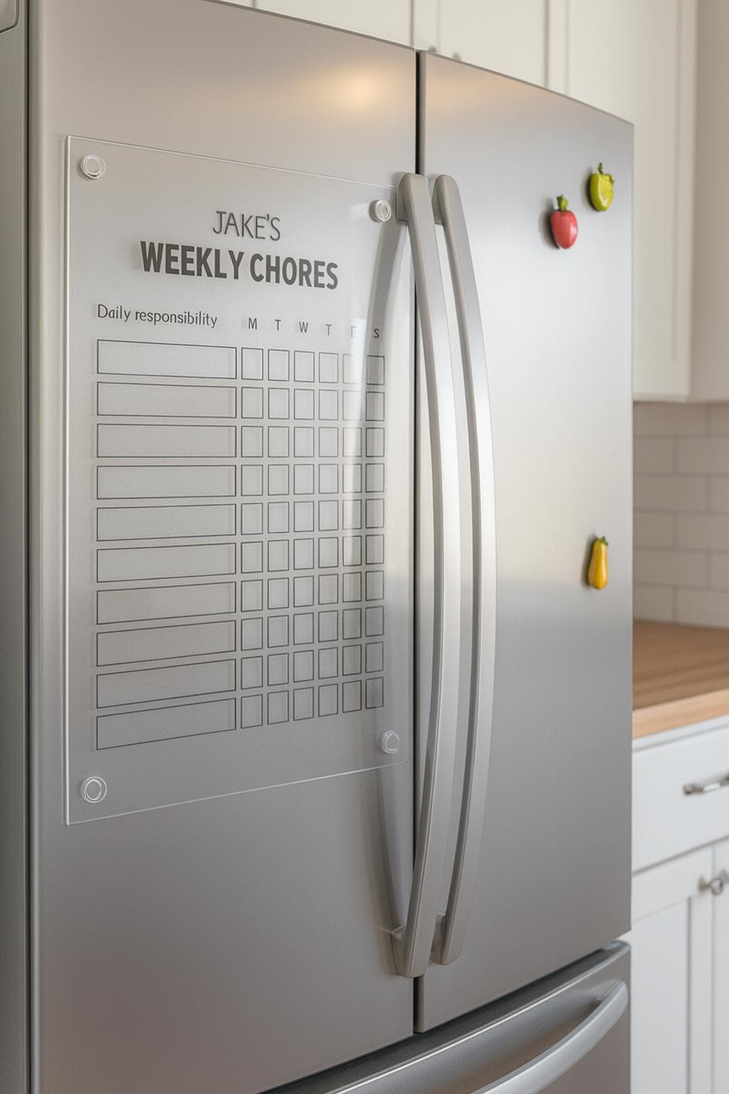 Personalized Acrylic Chore Chart | Magnetic Fridge Organizer, 9x13
