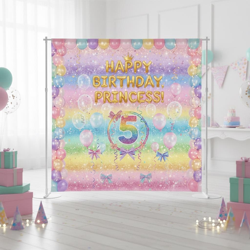 Birthday Girls Backdrop , Party Banner , Custom Backdrop