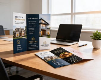 Custom Tri Fold Brochure Printing, Professional Business Marketing Pamphlets, Full Color Design Service