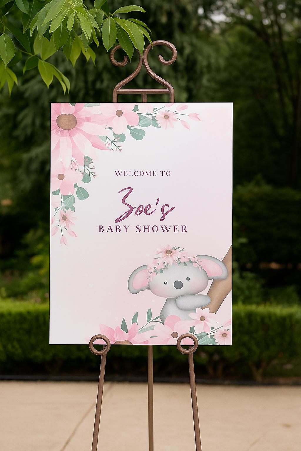 Baby Shower Welcome Sign PVC, Personalized Blue (Custom Name & Date)