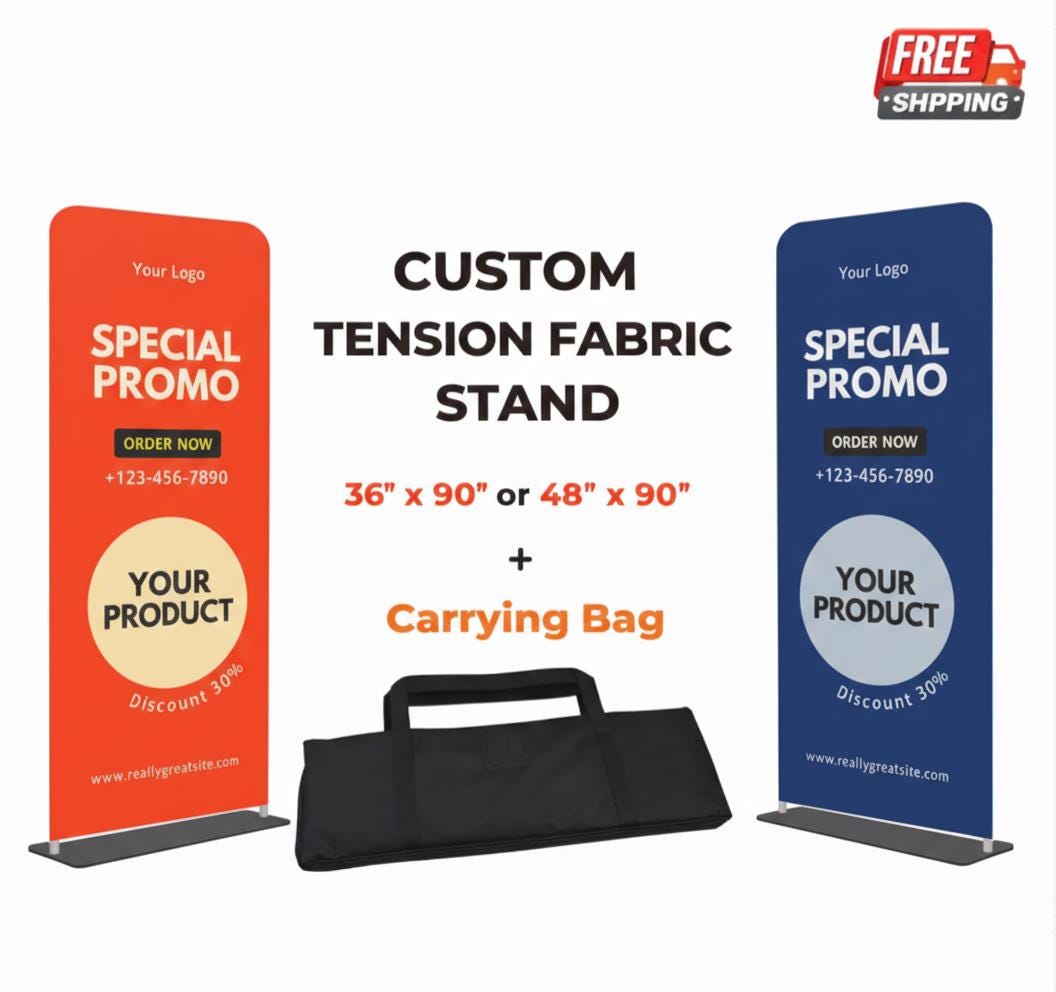 Tension Fabric Banner Stand , Full-Color Event Display (Double-Sided)
