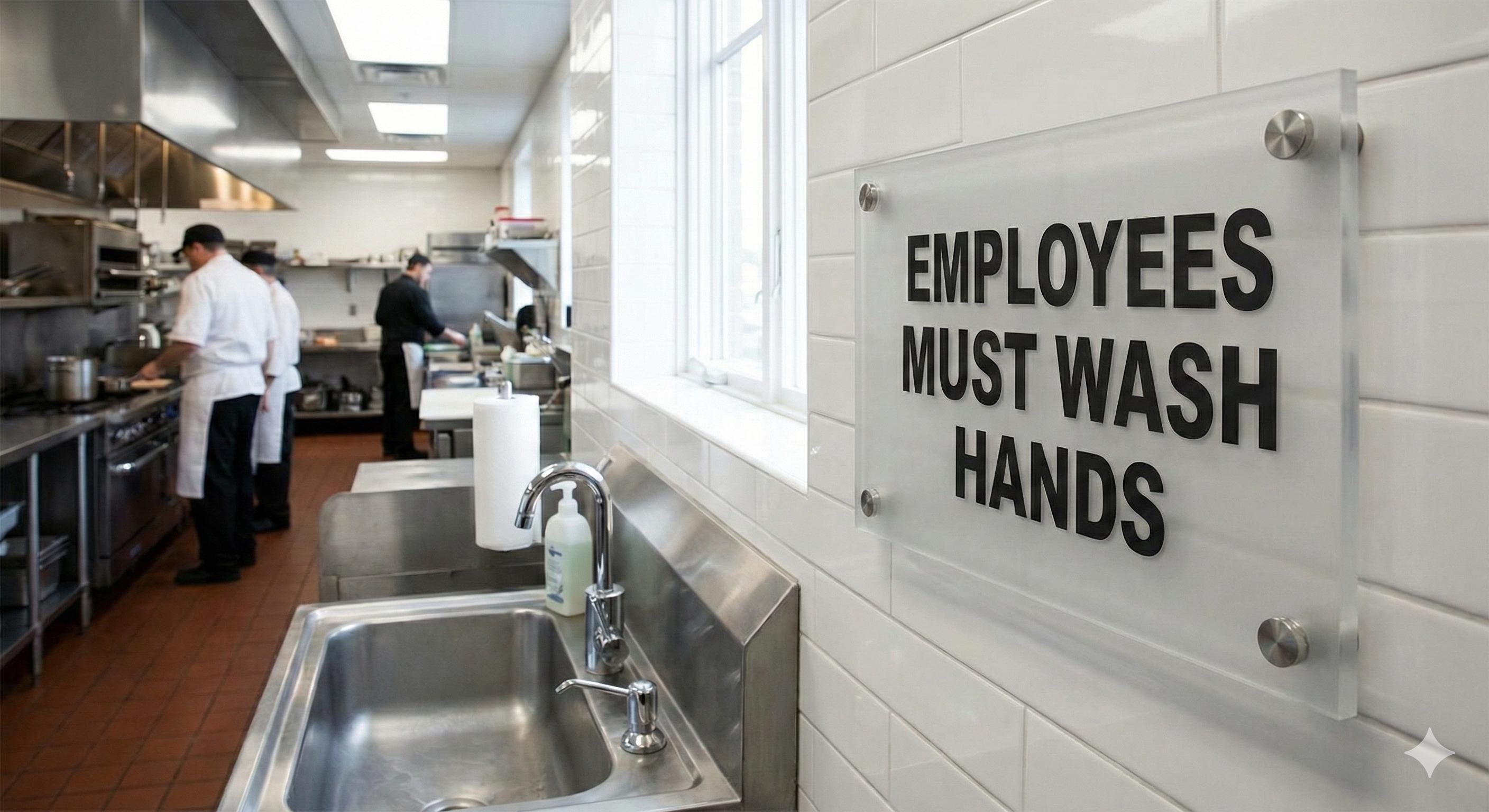 Custom Acrylic Employees Must Wash Hands Sign – Restaurant, Salon, ...