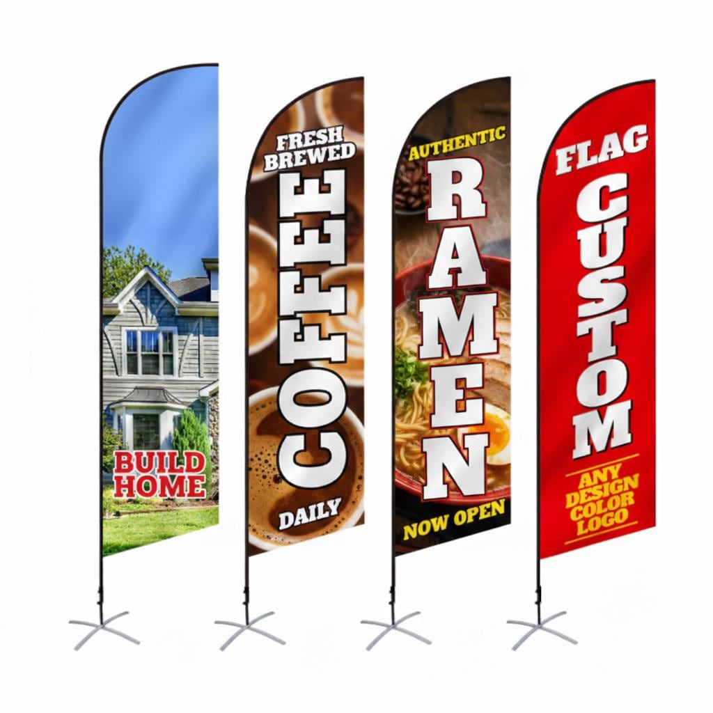 Custom Feather Flag, Business Advertising Banner, Logo Design